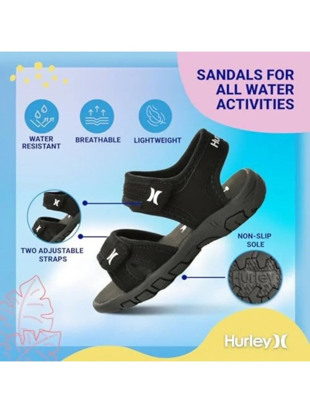 Lightweight Kids Water Shoes, Open Toe Sandals for Beach, Breathable